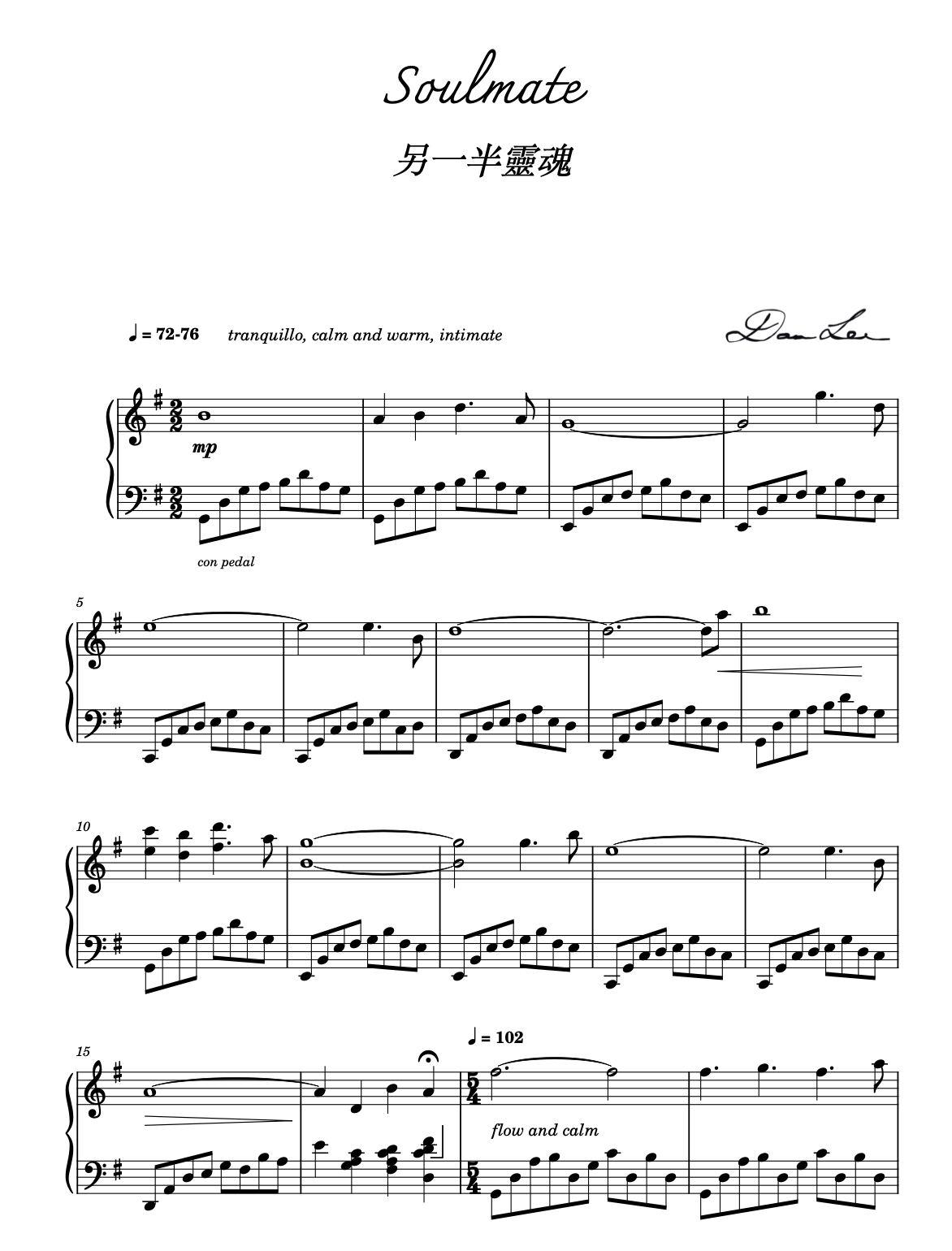 Soulmate  另一半靈魂 - sheet music for download